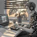 Producer layering tracks in home music studio