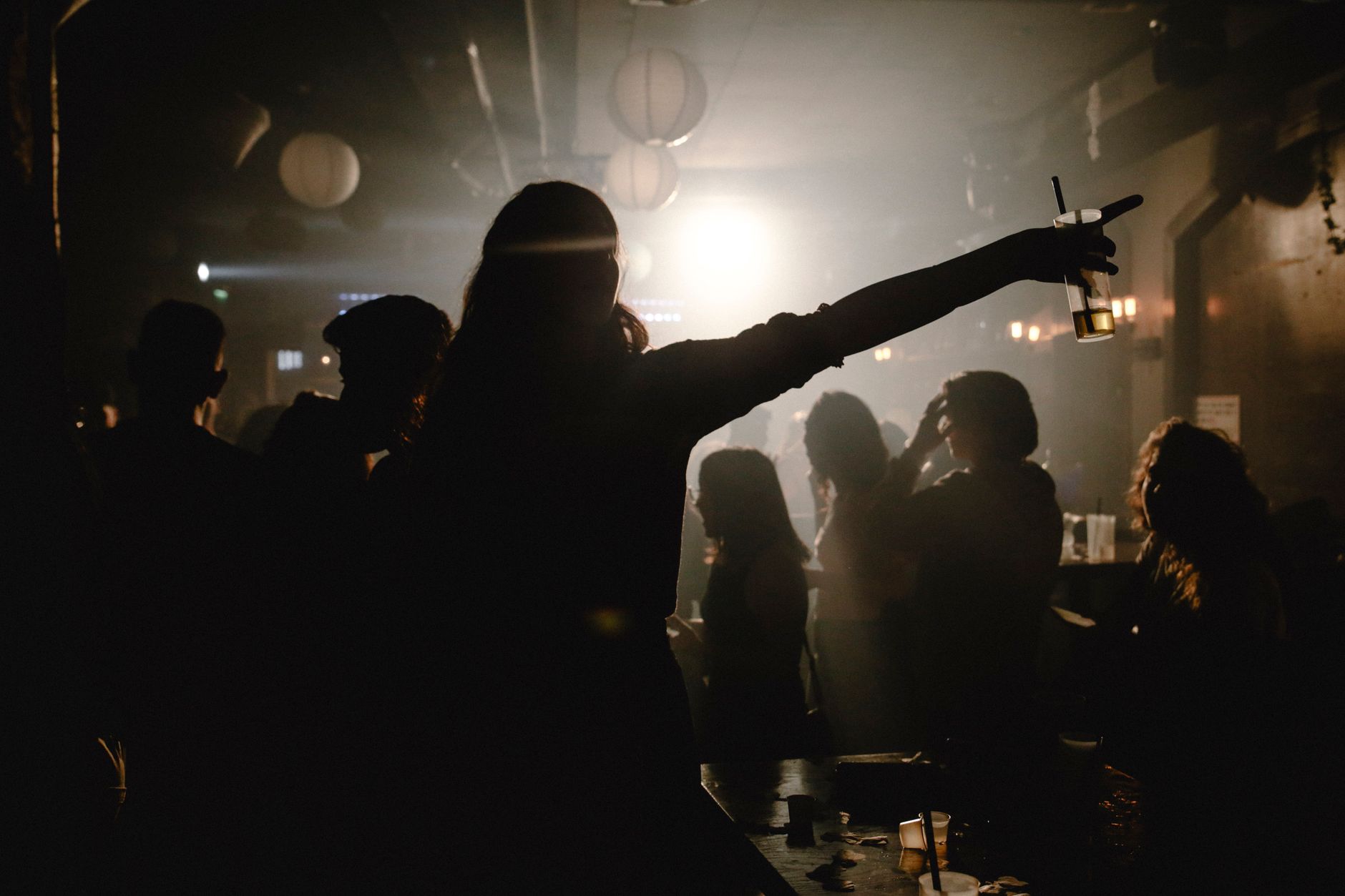 silhouette of people at a nightclub